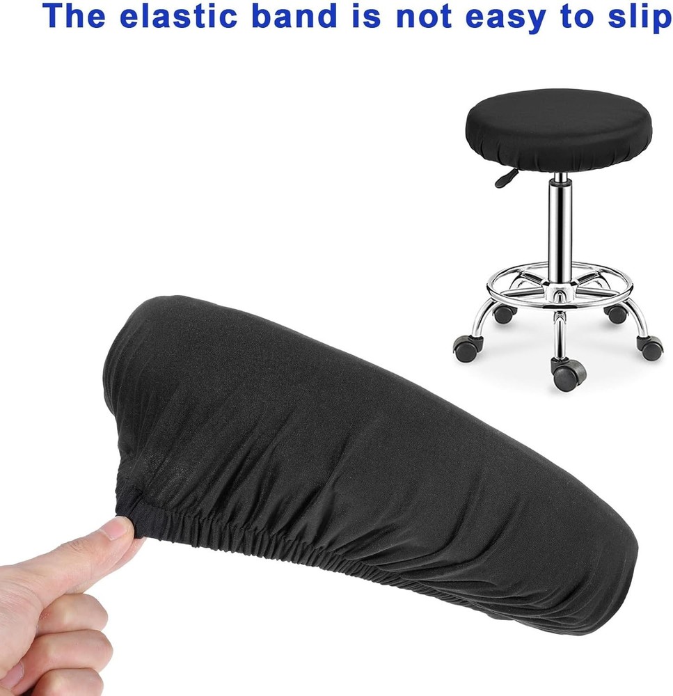 2 Pcs Bar Stool Covers Black Round High Elastic Bar Stool Covers Soft Stool