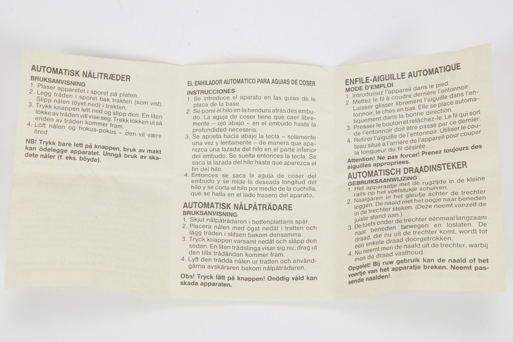 Vintage Witch Automatic Needle Threader w/ lnstructions Germany NOS 0104