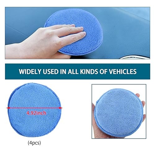4 Pack Microfiber Applicator Pads, Car Wax Foam Buffing and Cleaning 4 PCS