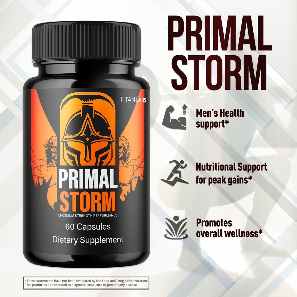 (2 Pack) Primal Storm Advanced Male Support Supplement PrimalStorm 120 Capsules