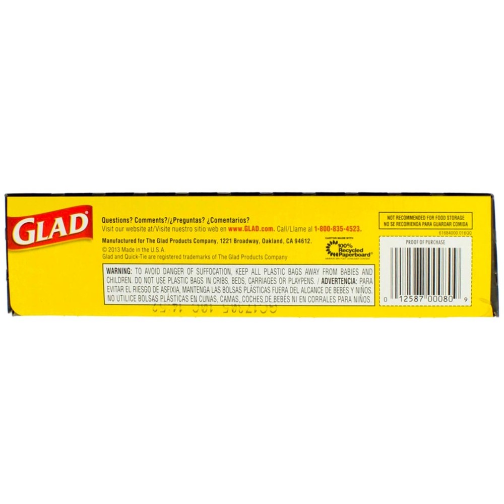 Glad Quick TieTrash Bags, Large, 10 Count