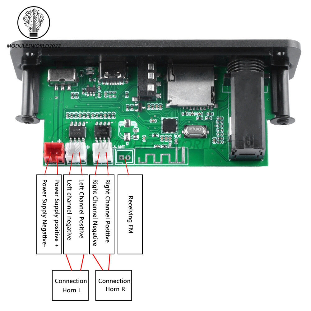 MP3 Bluetooth5.3 Power Amplifier Decoder Board USB TF FM Radio 2*3W Audio Player