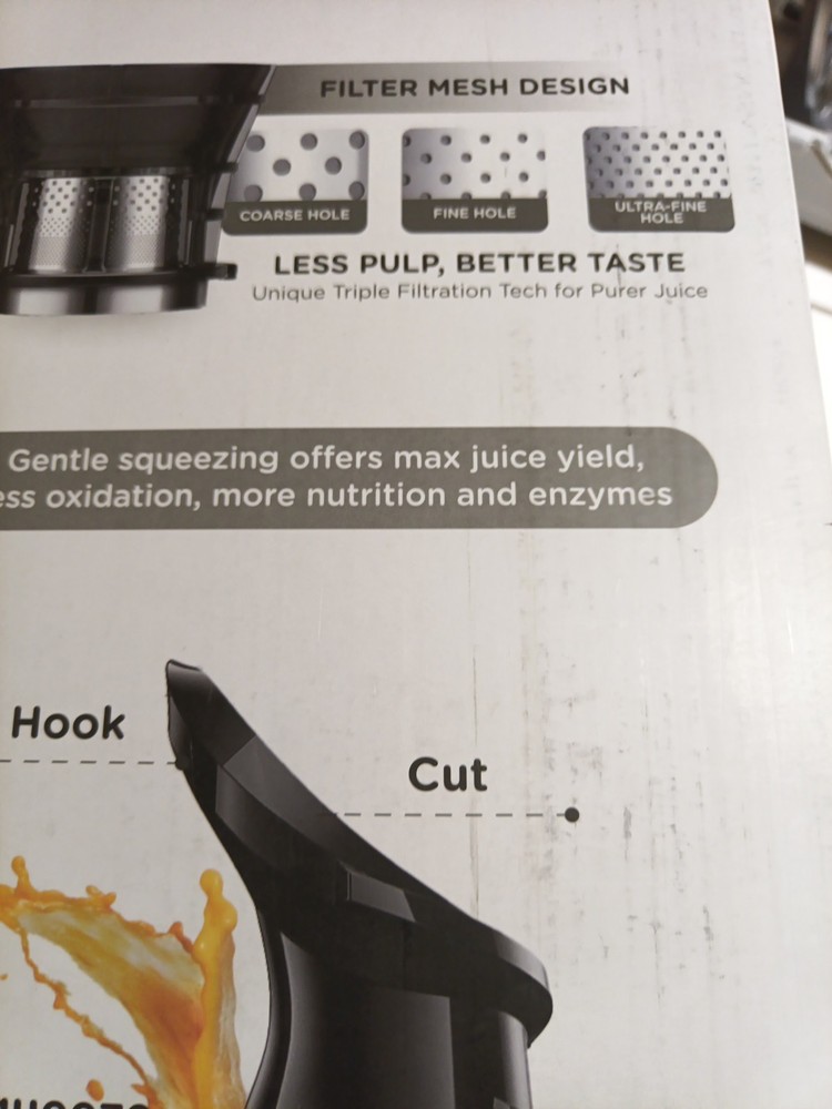 Masticating Juicer SJ-059A Grey 5.3" Wide Feed Chute Extractor Machine Whole