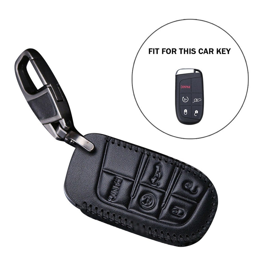 Key Case With Keychain Car Keychain Button Cover Leather