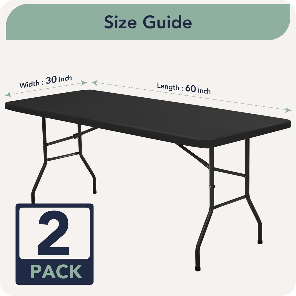 Fitted Tablecloths with Elastic - 2 Pack 5ft Folding Table Covers Rectangle, ...