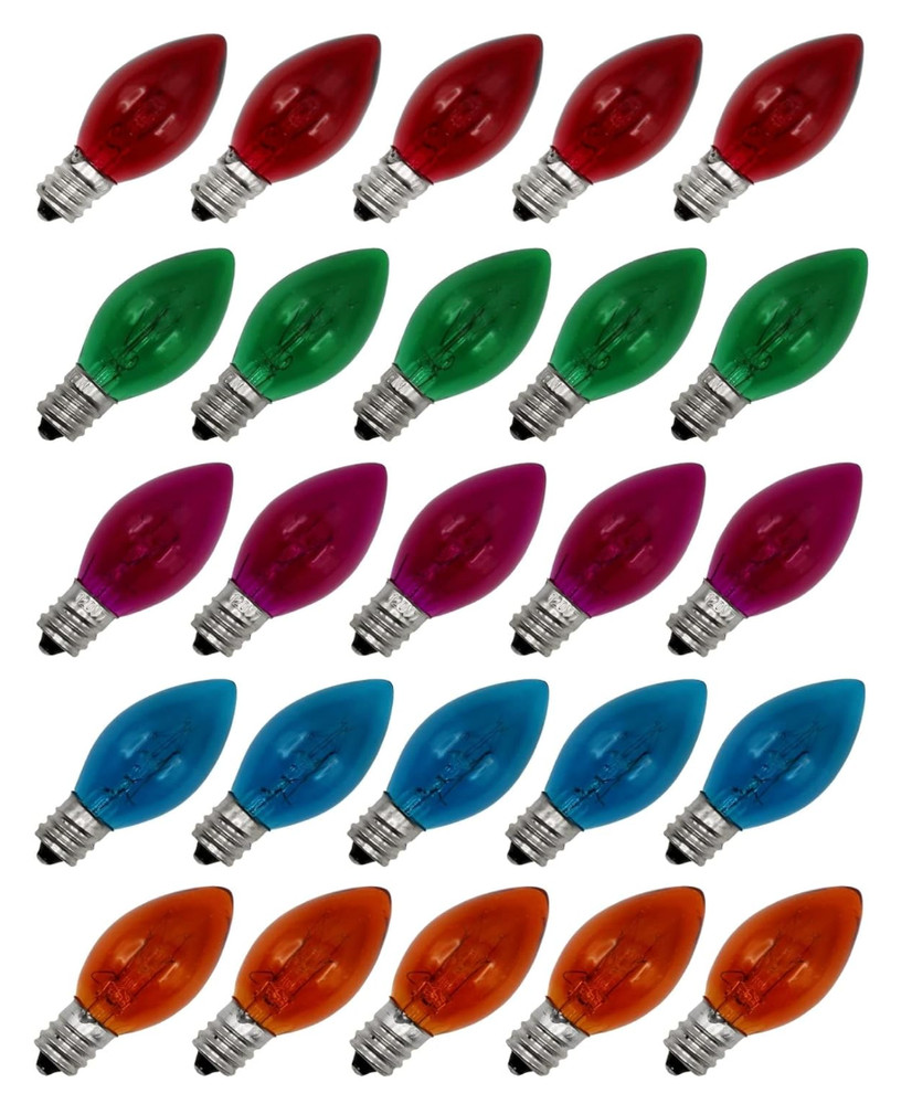 Creative Hobbies C7 Colored Replacement Bulbs Lot of 25 130V 7W Item 3228TM