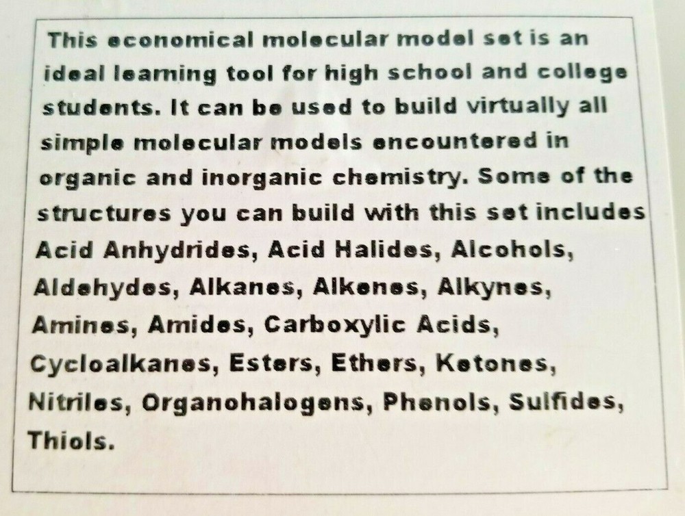 Basic Organic & Inorganic Molecular Model Set Complete
