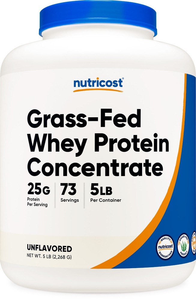 Nutricost Grass-Fed Whey Protein Concentrate (Unflavored) 5LBS
