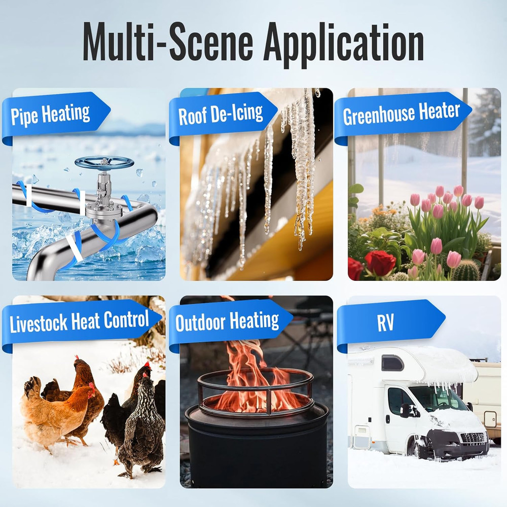 1PC 120V 15A Temperature Controlled Extension Cord, Heat Cable Controller