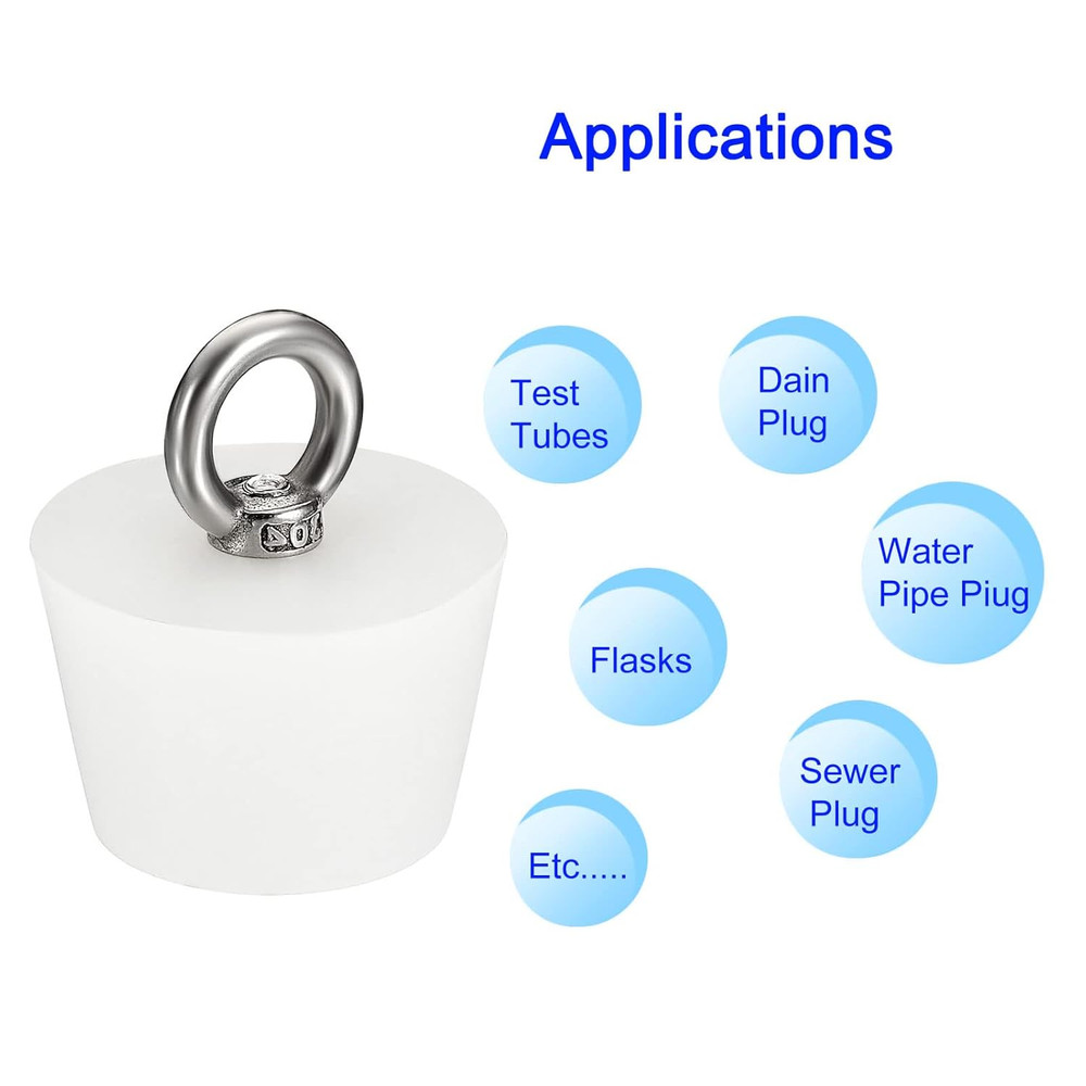 Solid Rubber Stopper,1 Pcs Stainless Steel Silicone Rubber Solid Plug Pipe Ta...