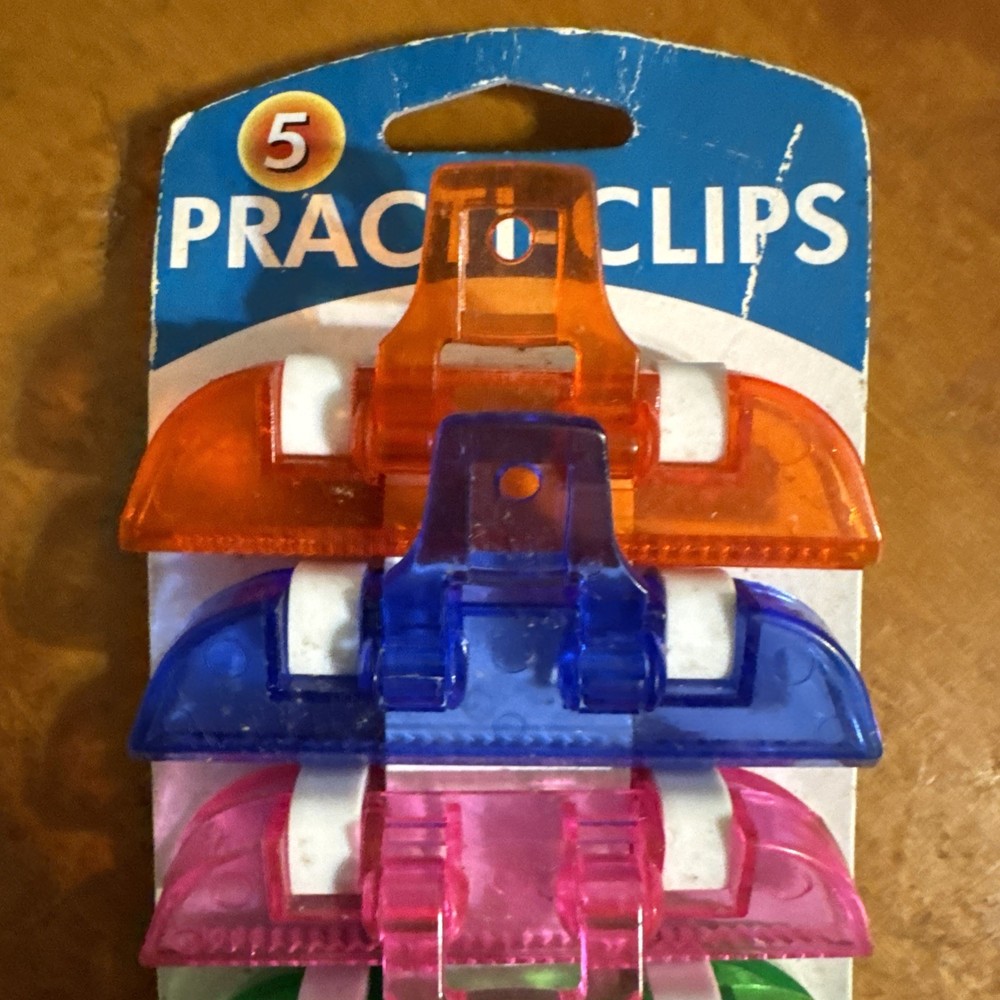 Practi-Clip, Neon Colored Multi Use Unique Practical Clips, 5 pc Set NEW
