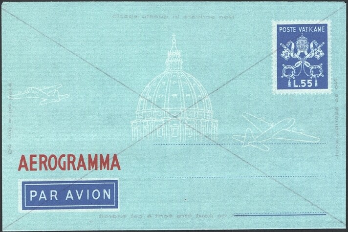 VATICAN, 1950. Aerogramme H&G 2, Light Blue, Mint