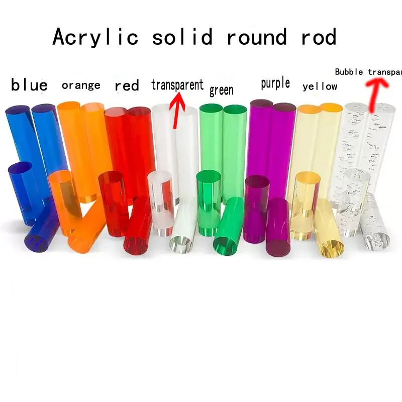 Colourful Solid Acrylic Plexiglass Round Rod Circular Bar Transparent PMMA