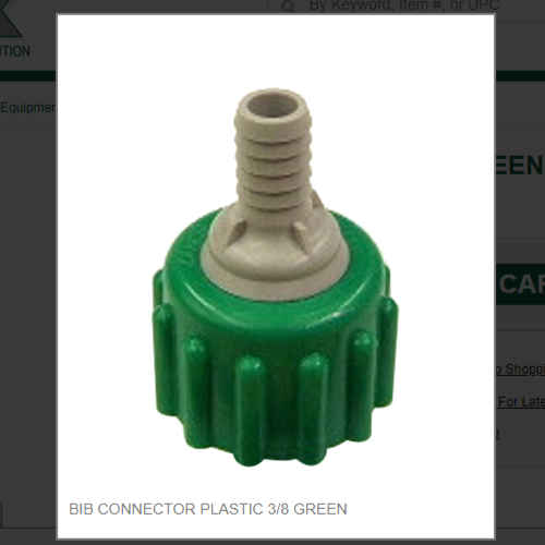 BIB CONNECTOR PLASTIC 3/8 GREEN