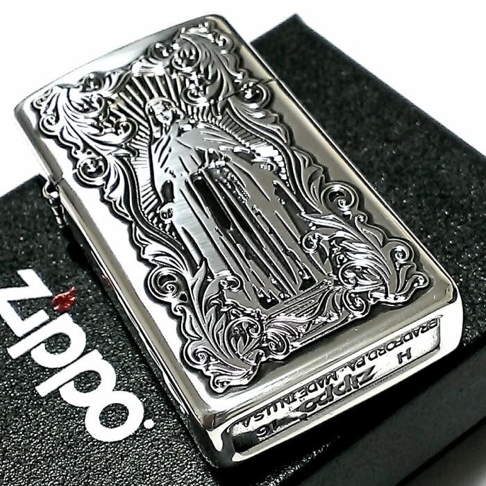 Zippo Oil Lighter Deep Etching Arabesque Maria Slim Silver-Plated