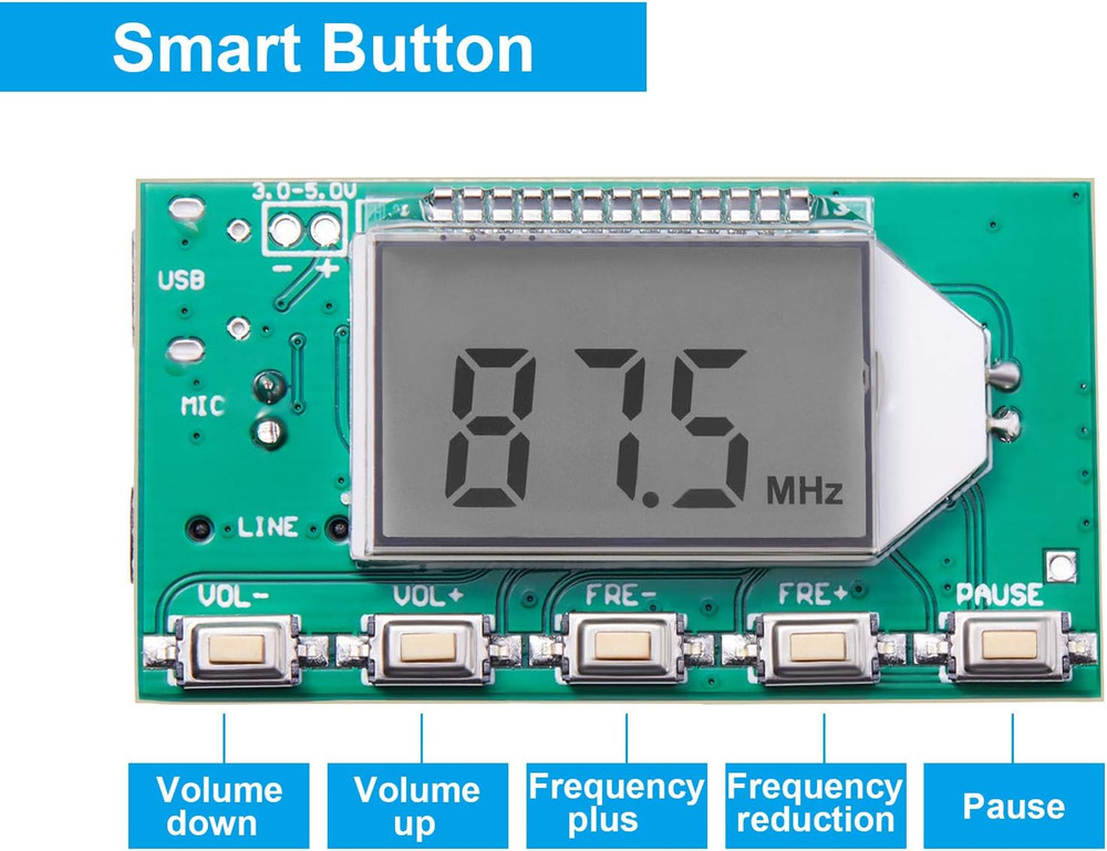 2 Pieces Digital FM Transmitter Module Stereo FM Transmitter DSP PLL 76.0-108.0M