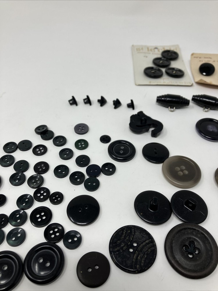 Vintage Button Lot Black Gray Mixed Lot