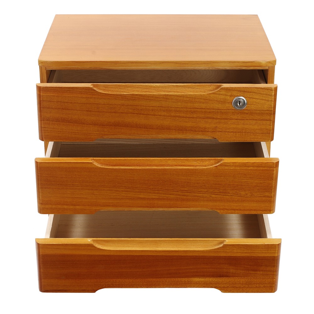 Modern Rectangle 3-Tier Desktop Storage Box Organizer with Lock Filing Cabinet