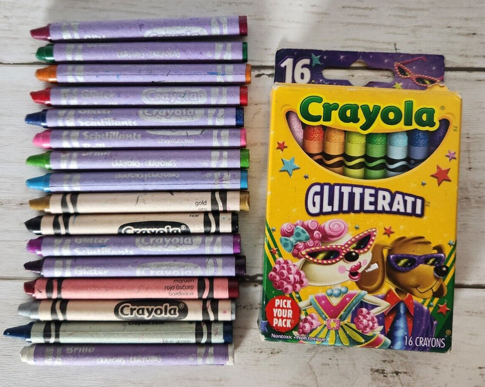 2014 Crayola "Glitterati" Glitter Crayons 16ct READ