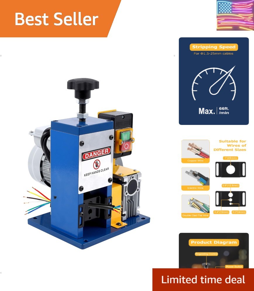 Electrical Wire Stripper Machine 60 ft/min Automatic Wire Stripper [0.06" -0....