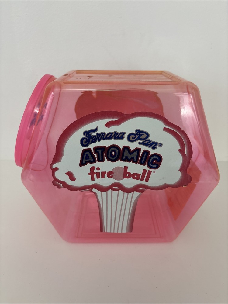 Ferrara Pan Candy Atomic Fire Ball Display Plastic Jar Retro