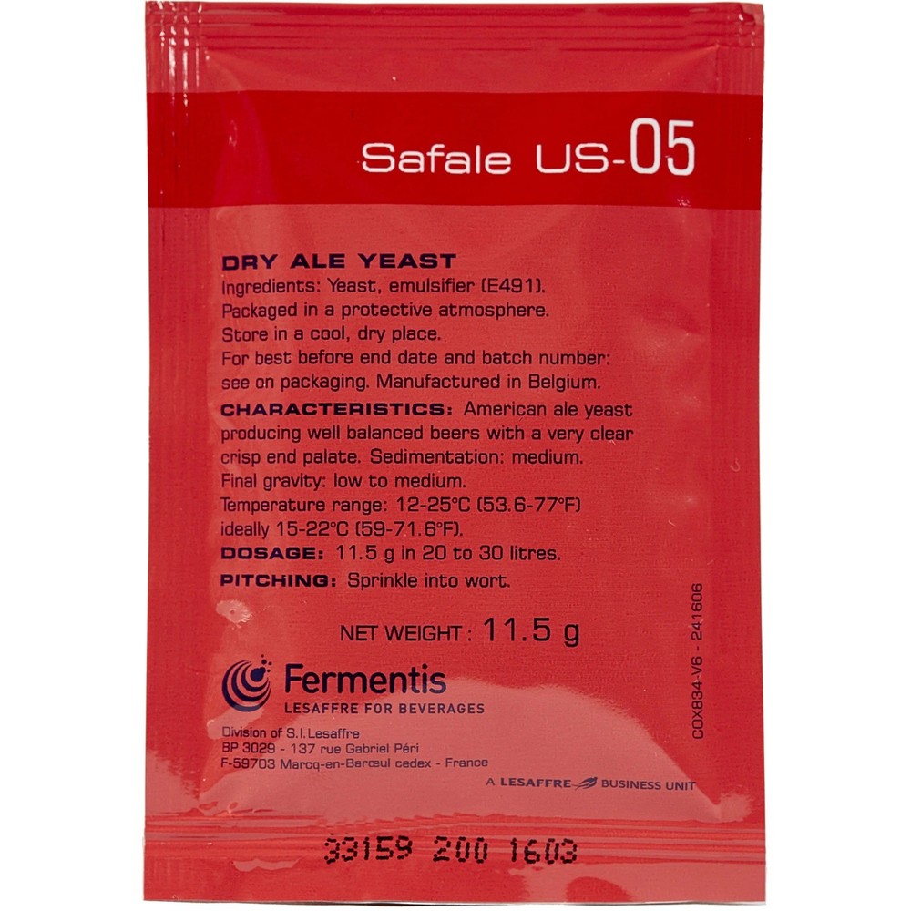 Fermentis | SafAle™ US-05 American Ale | Dry Beer Yeast - 11.5G