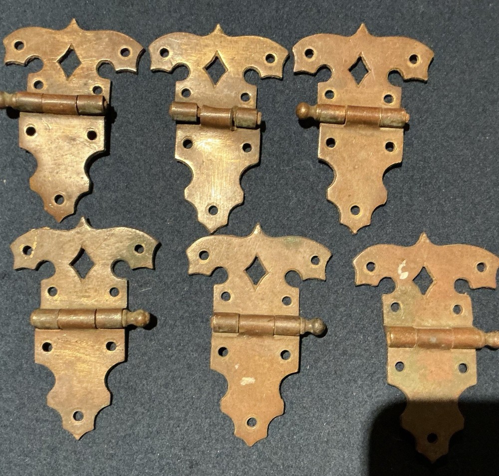 Six Antique Brass Offset Hinges