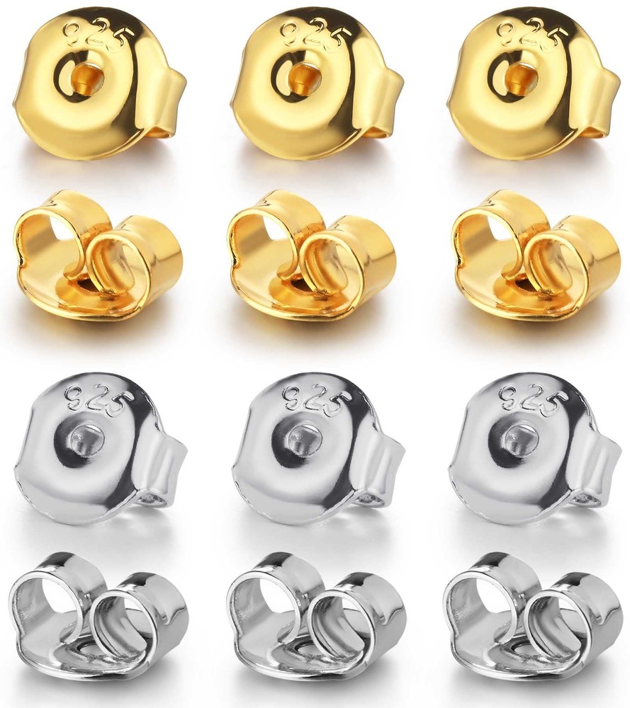 Earring Backs for Studs, 12 PCS 925 Sterling Silver Earring Backs Replacement...
