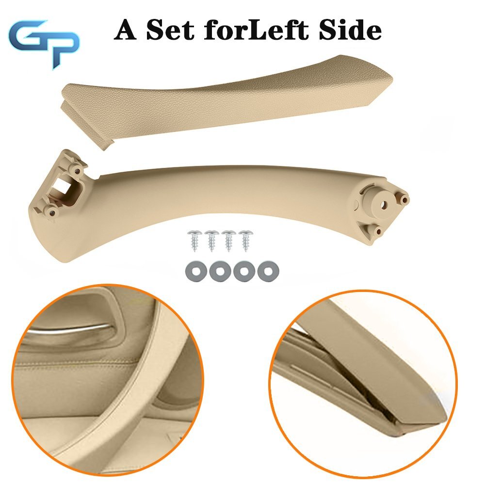 Rear Left Beige Inner Outer Door Panel Handle Pull Trim Cover For BMW E90 328i