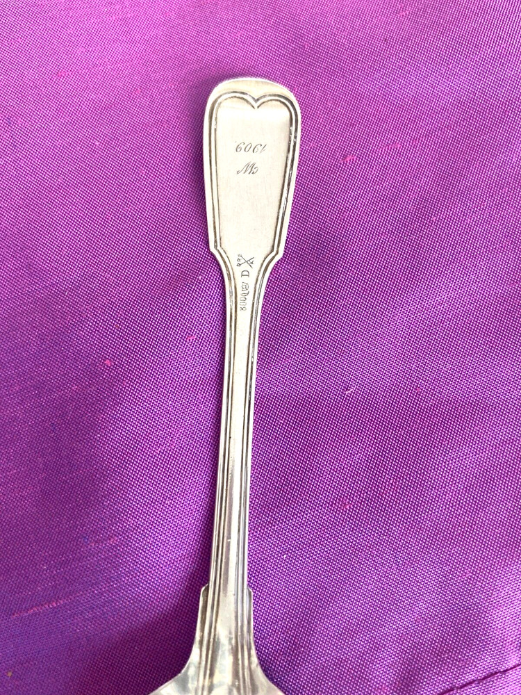 NICE ANTIQUE GERMAN 800 SILVER SPOON DATED 1909 MONO M.A.