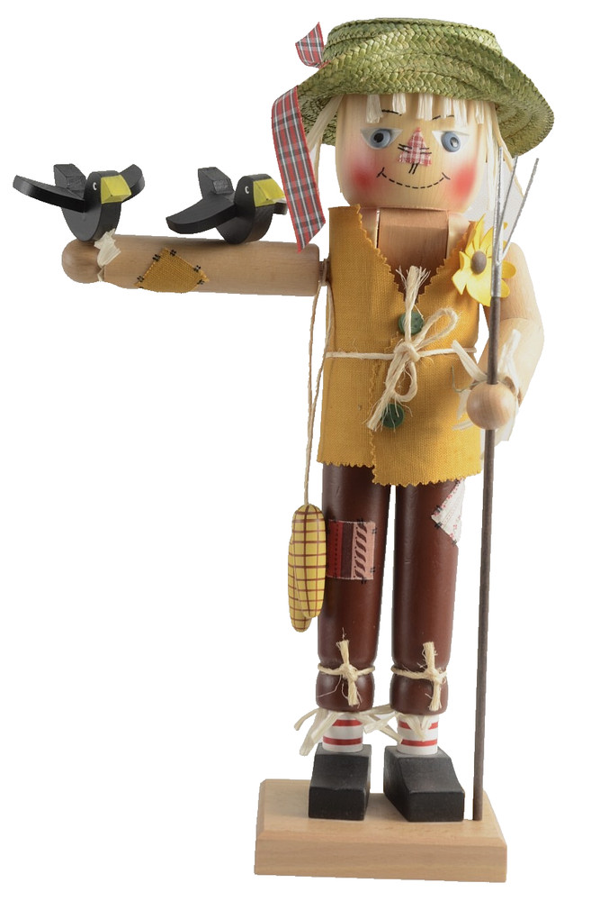 Christian Ulbricht Scarecrow Nutcracker Crows Pitchfork Corn RARE HTF 16" Tall