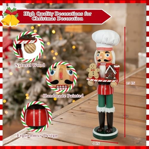 Gingerbread Nutcracker Wooden Baking Nutcracker Chef Christmas Chef Nutcracker