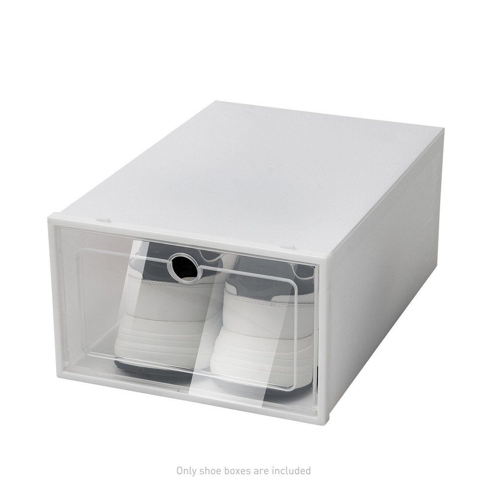 20pcs Large Plastic Shoe Storage Boxes Drawer Stackable Foldable Organiser Clear