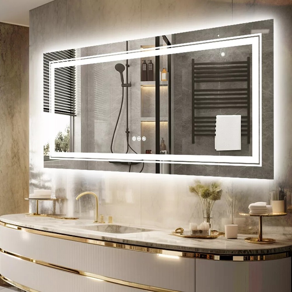 24x48 LED Bathroom Mirror with Lights Front Backlit LED Mirror 3 Colors Memory