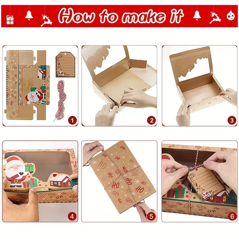 24pcs Christmas Cookie & Candy Boxes – Holiday Donut Gift Boxes w/ Tags & String