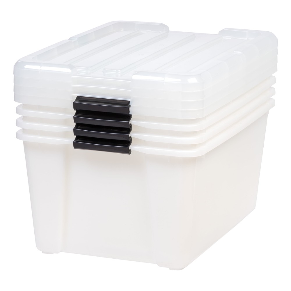 45-Qt Durable Plastic Storage Box Stackable Container Bin w/Latching Lids 4 Pack