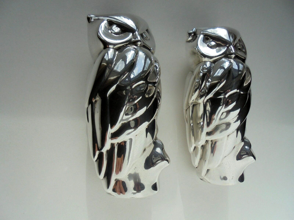 Rare Tiffany & Co Silver Owl Candlesticks