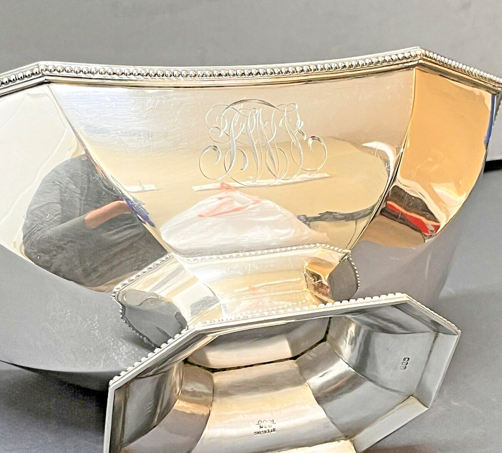 Gorham Sterling Silver Footed Bowl Monogrammed 560.3 Gr. #121 Rectangular Bowl