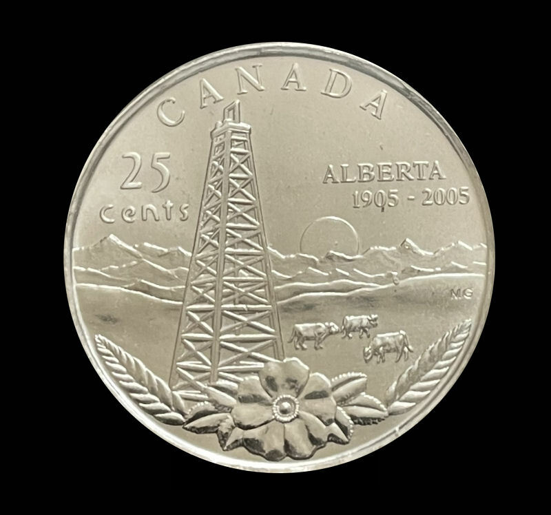2005P Alberta Canada 25 cent coin grading by ICCS MS-64