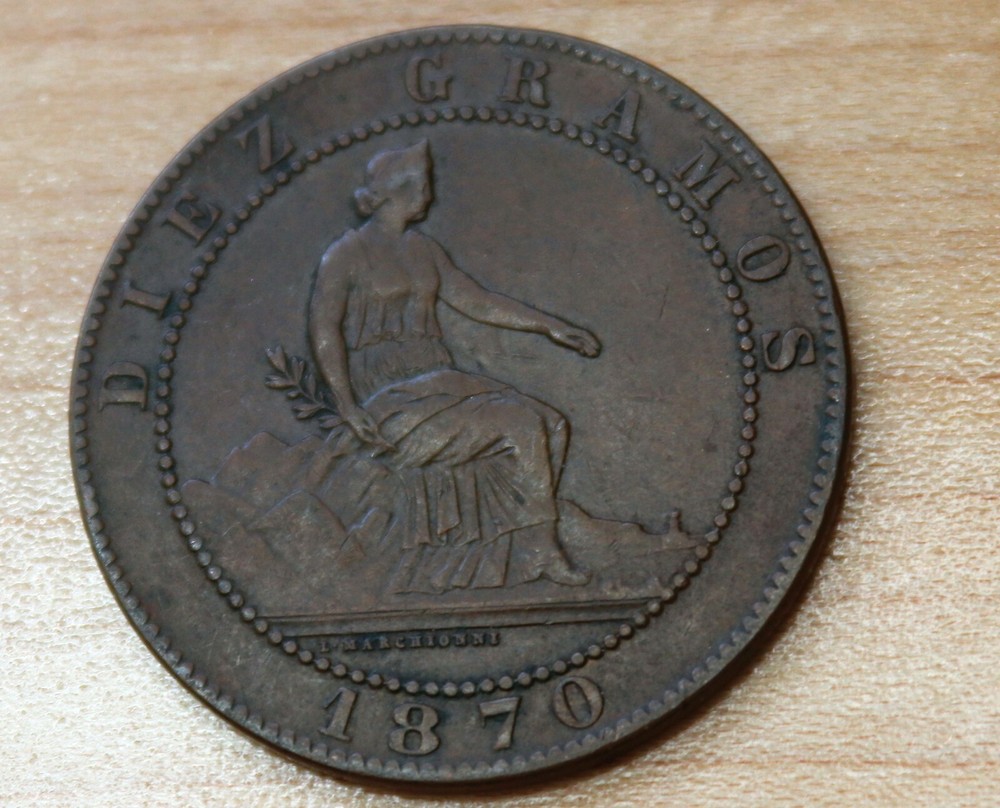 1870 Spain 10 Centimos