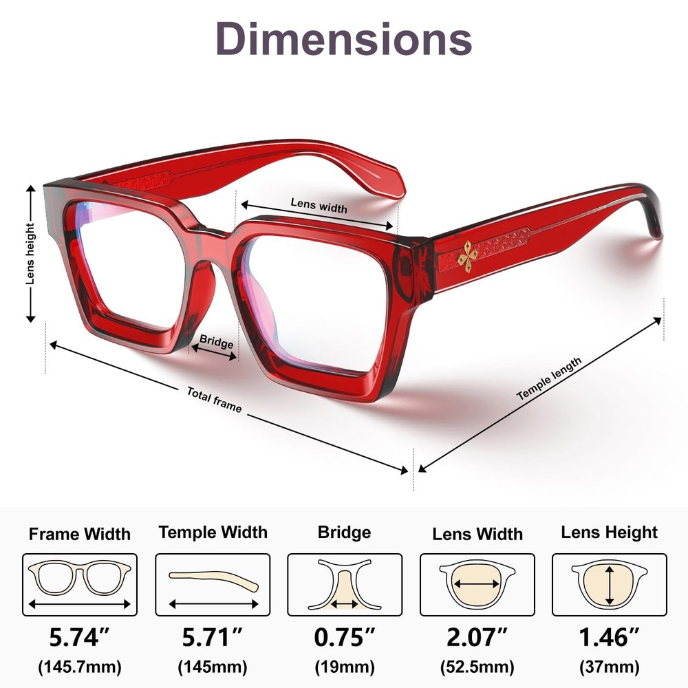 ""VISOONE 2-Pack Blue Light Blocking Glasses - Rectangle Frame Chic Preppy Style