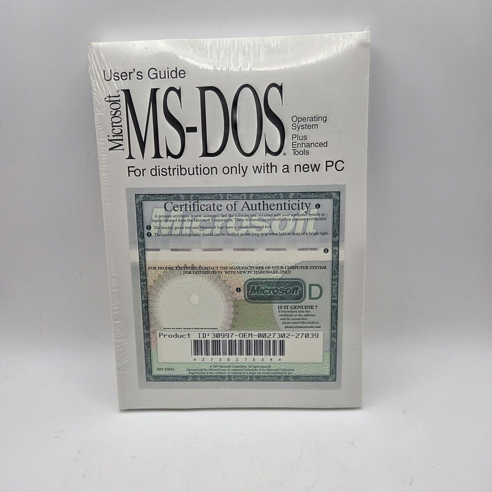 Microsoft MS-DOS Operating System Plus Enhanced Tools 3 disks & COA New Sealed!