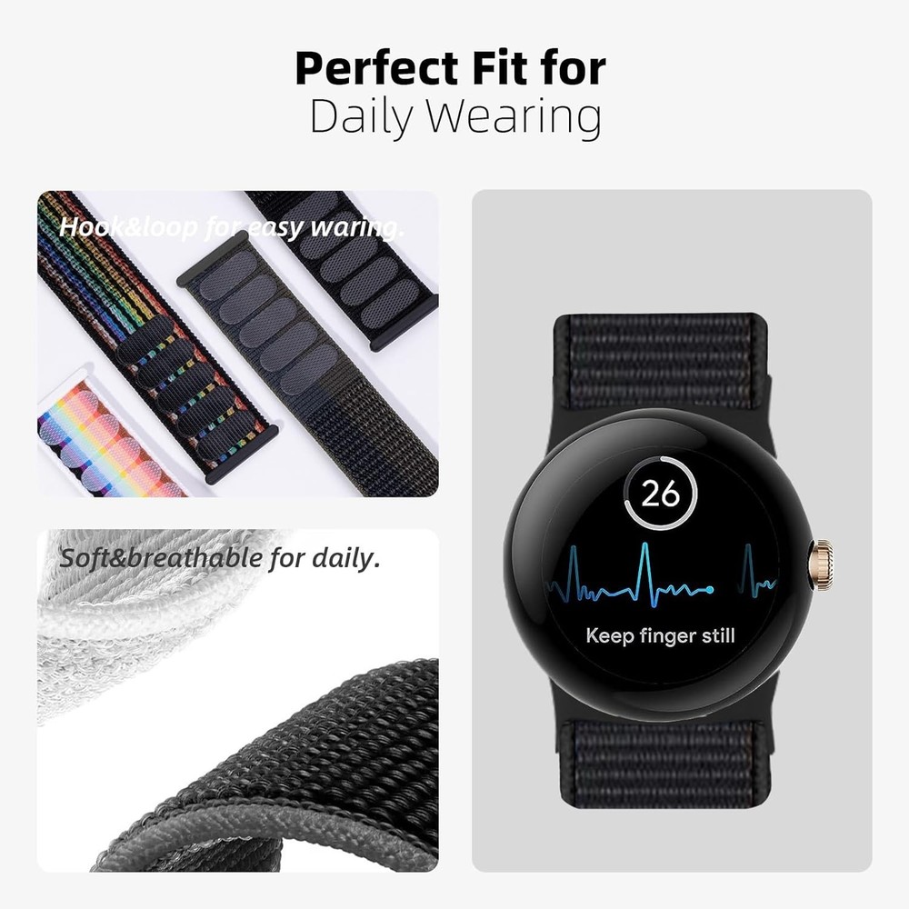 Adjustable Loop Nylon Straps for Google Pixel Watch 41mm - 2 Pack