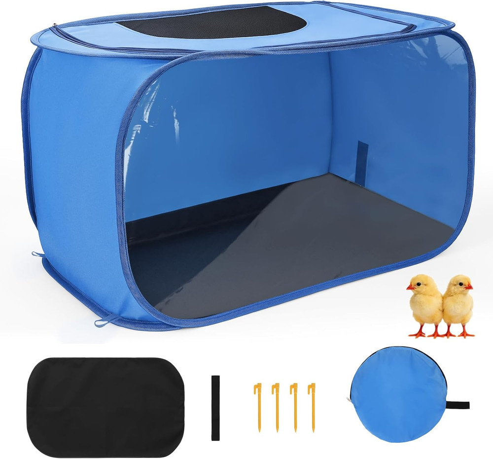 Chicken Brooder Box for Chicks Pop up Chick Kit with Clear Window Waterproof Mat