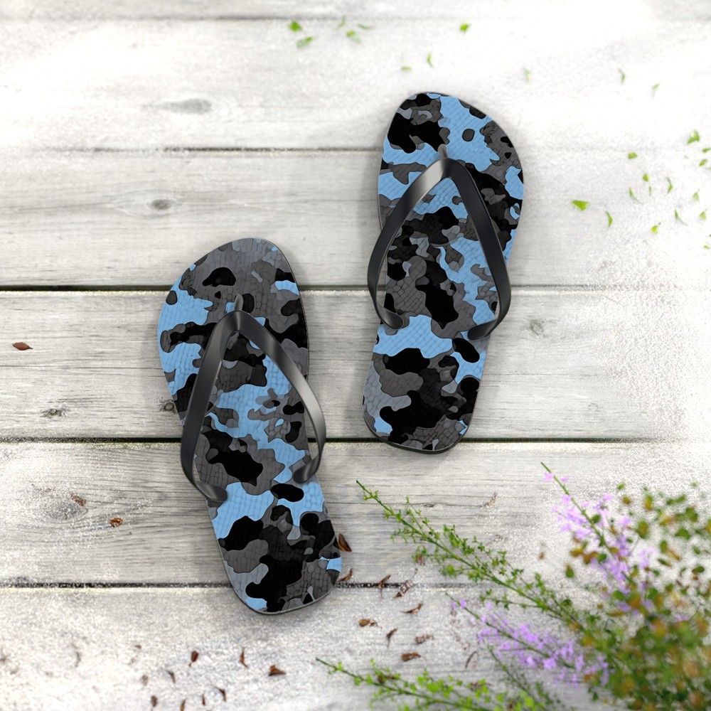 Blue Camo Flip Flops