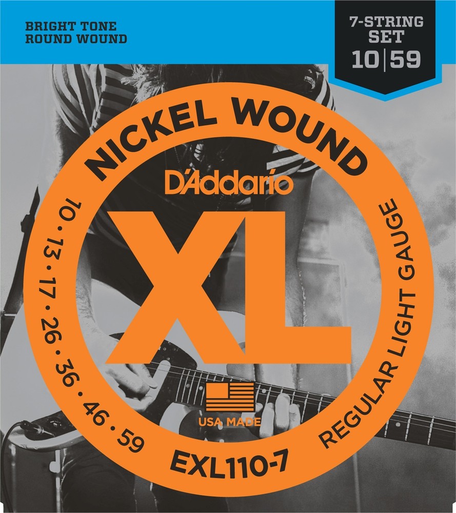 D'Addario Electric Guitar Strings 3 pack 7 string set EXL110-7 Light