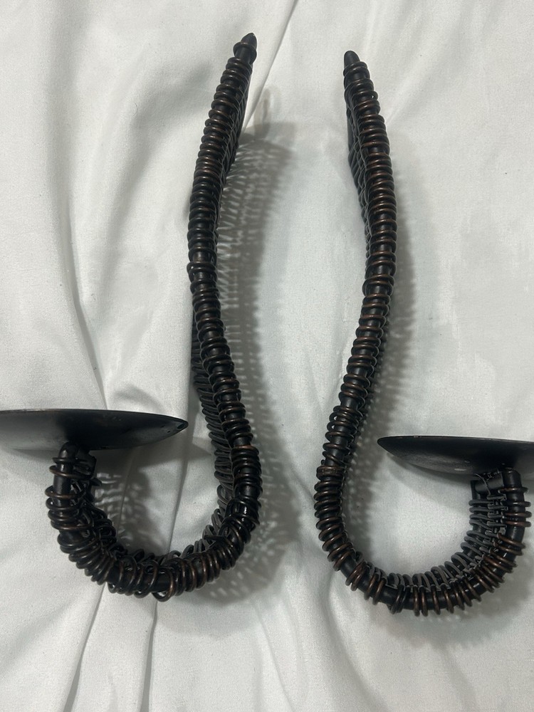Sconces Weaved Wrought Iron Dark Brown Wall Sconces