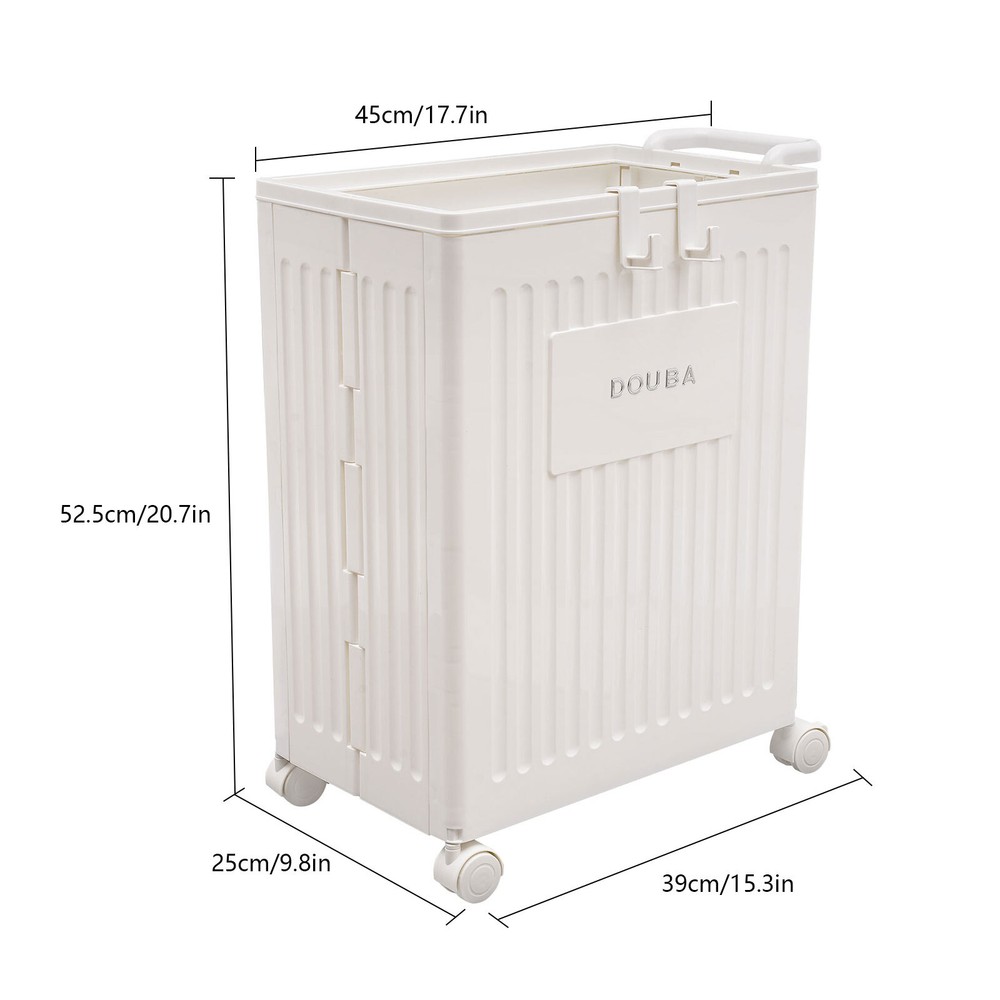 White Collapsible Storage Box with Lid & Wheels - Versatile Organizer