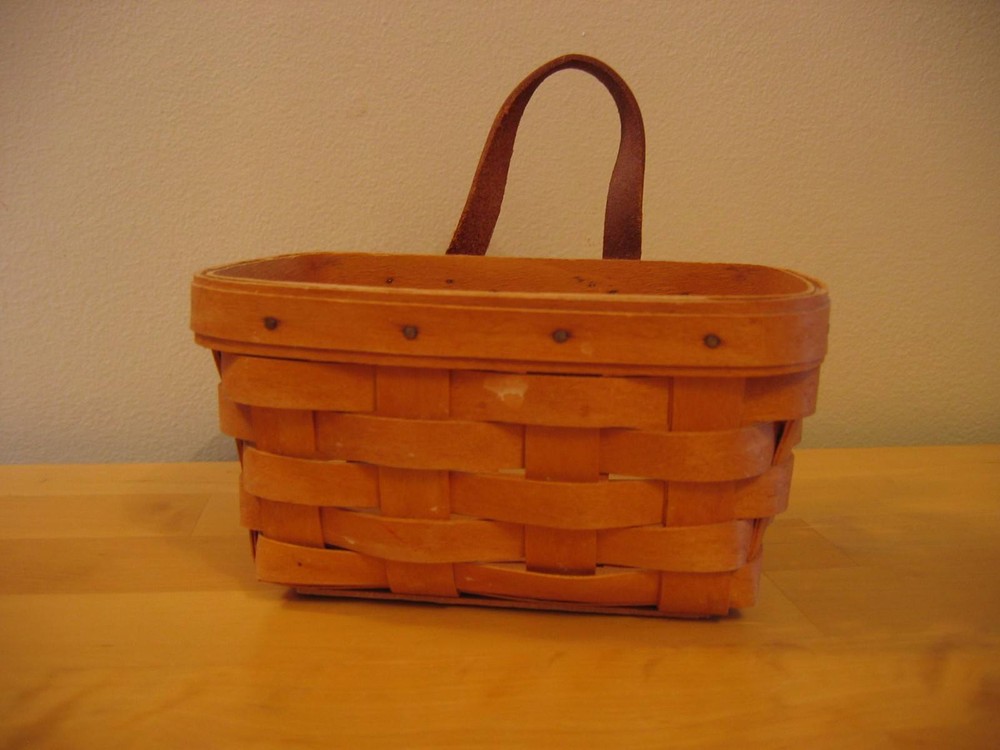 LONGABERGER Small Deep Basket with Leather Handle