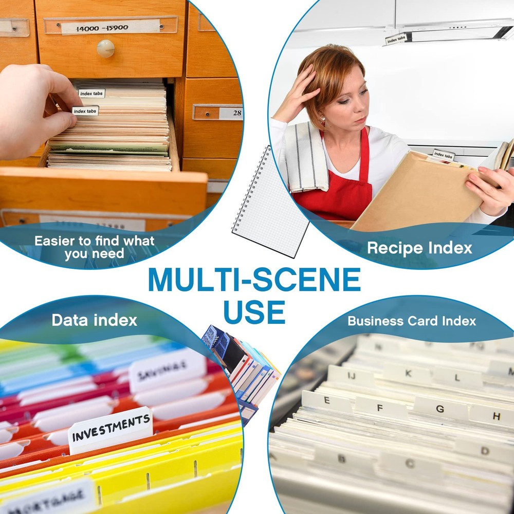 Insertable Self Adhesive Tabs with Printable Inserts, 1 Inch Clear Index Tabs...